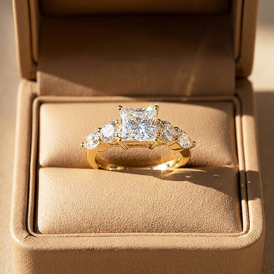 Five-Stone Princess-Cut Moissanite Ring | 925 Sterling Silver | PRM7226