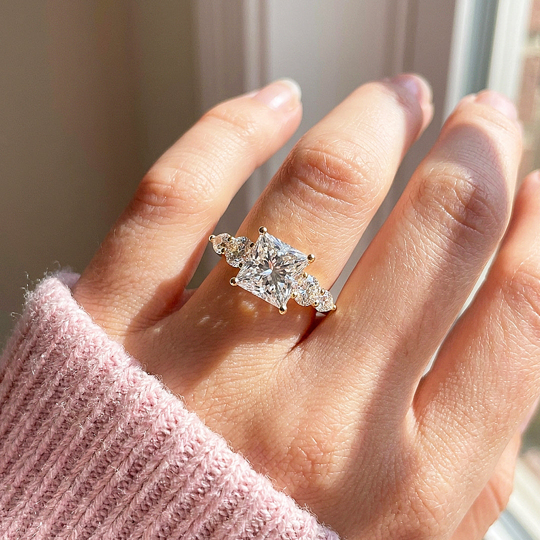 Five-Stone Princess-Cut Moissanite Ring | 925 Sterling Silver | PRM7226
