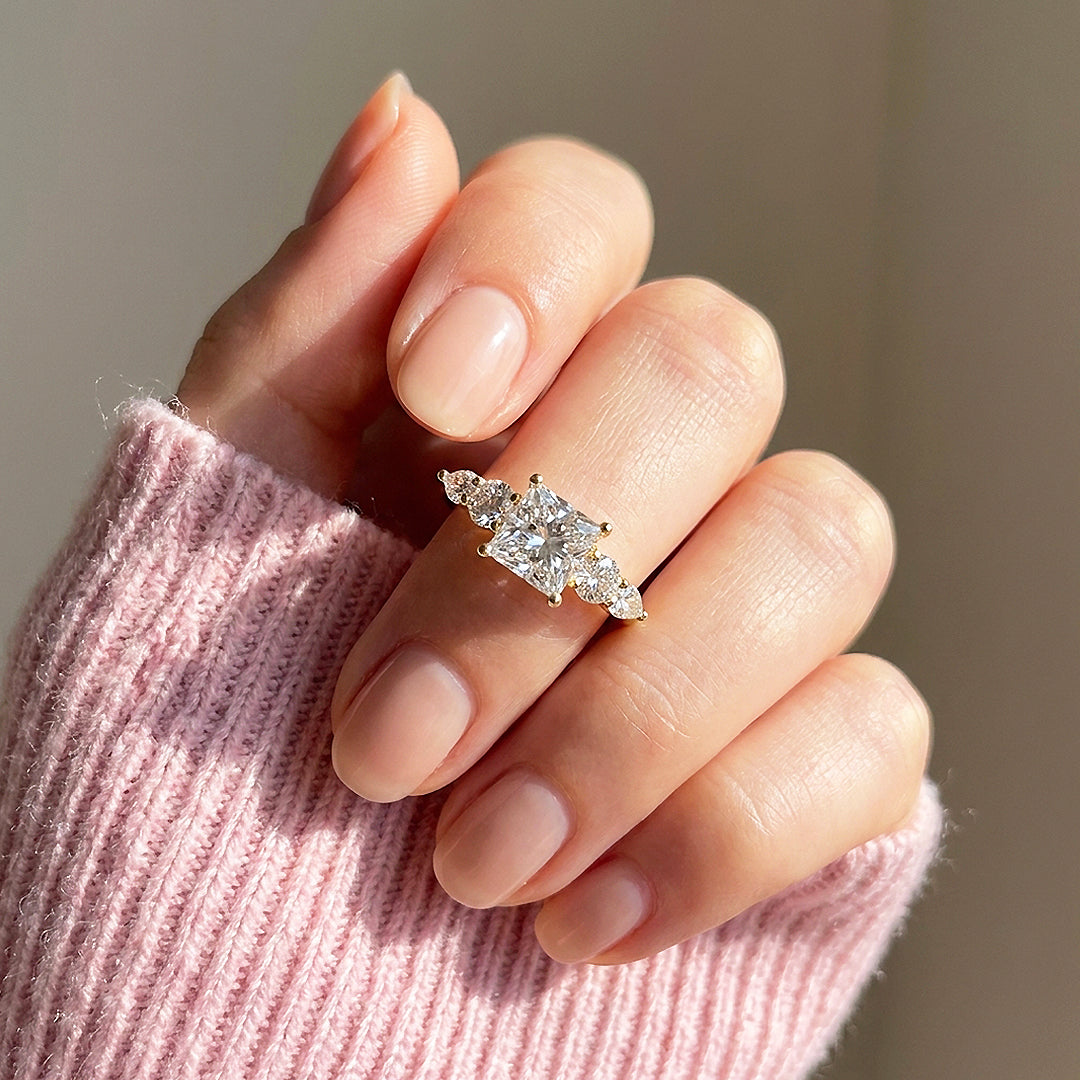 Five-Stone Princess-Cut Moissanite Ring | 925 Sterling Silver | PRM7226