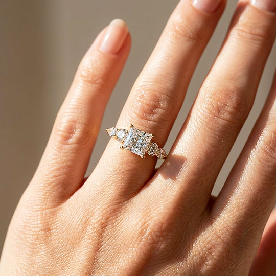 Five-Stone Princess-Cut Moissanite Ring | 925 Sterling Silver | PRM7226