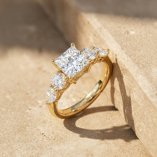 Five-Stone Princess-Cut Moissanite Ring | 925 Sterling Silver | PRM7226