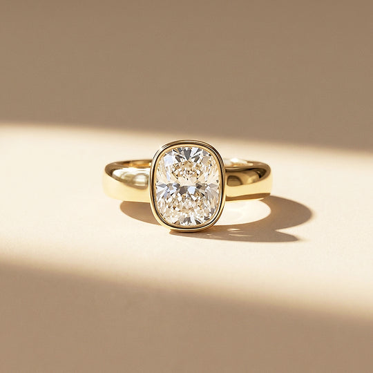 2 Carat Cushion Moissanite Bezel Solitaire Ring | 925 Sterling Silver | PRM7230