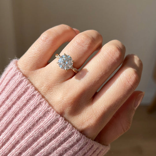 Round Moissanite Twisted Pavé Band Ring | 925 Sterling Silver | PRM7231