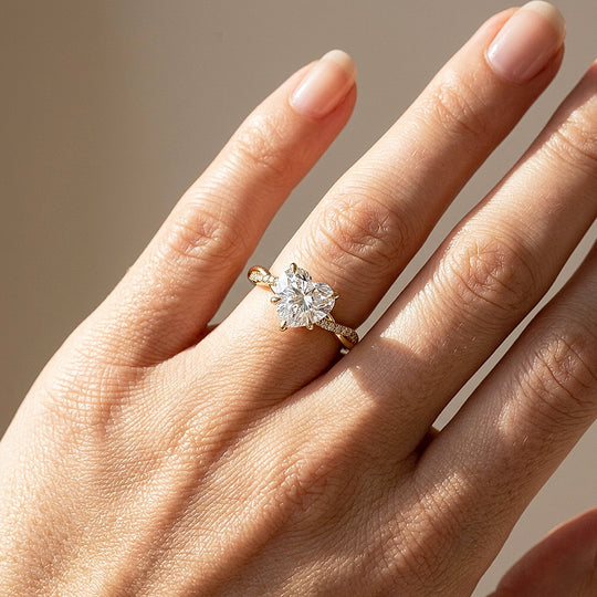 Heart Moissanite Twisted Pavé Band Ring | 925 Sterling Silver | PRM7233