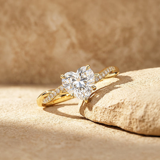 Heart Moissanite Twisted Pavé Band Ring | 925 Sterling Silver | PRM7233