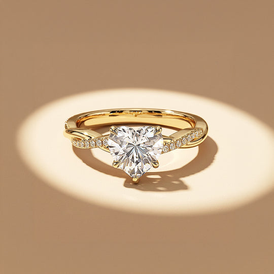 Heart Moissanite Twisted Pavé Band Ring | 925 Sterling Silver | PRM7233