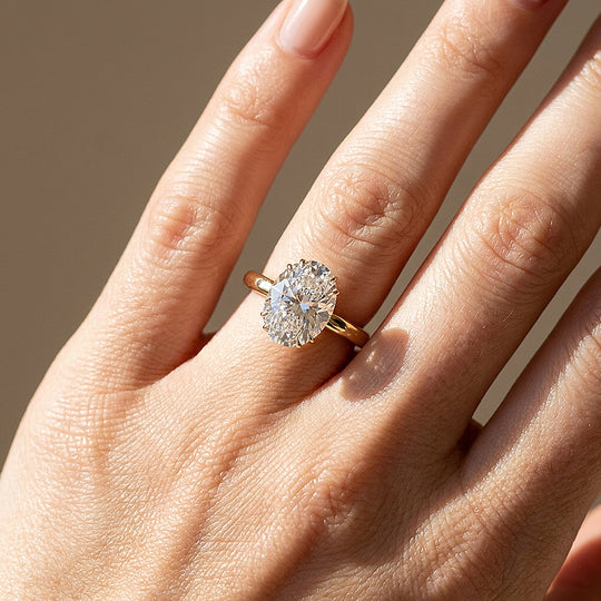 6 Carat Oval Moissanite Solitaire Ring | 925 Sterling Silver | PRM7234