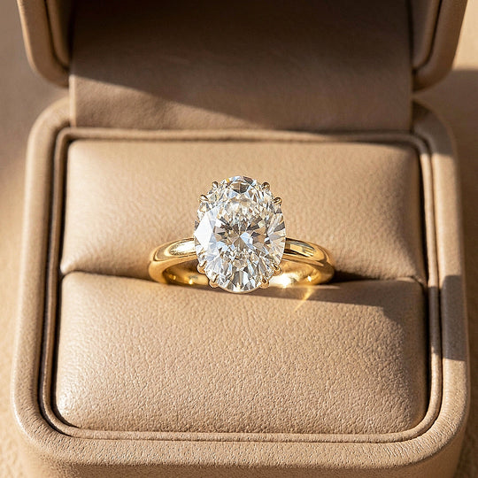 6 Carat Oval Moissanite Solitaire Ring | 925 Sterling Silver | PRM7234