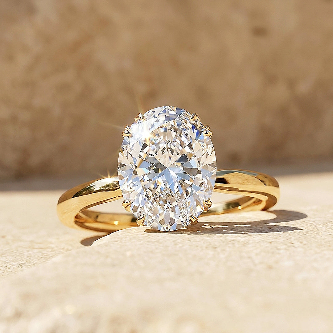 6 Carat Oval Moissanite Solitaire Ring | 925 Sterling Silver | PRM7234