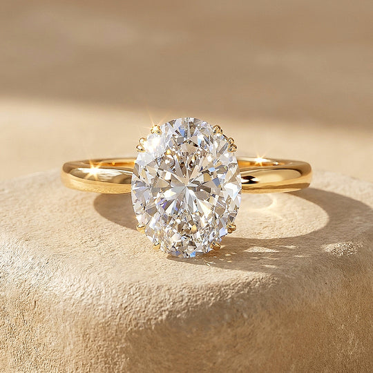 6 Carat Oval Moissanite Solitaire Ring | 925 Sterling Silver | PRM7234