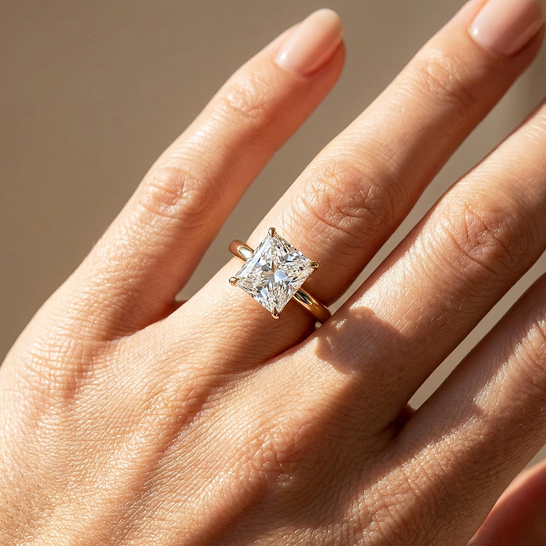 4 Carat Princess-Cut Moissanite Solitaire Ring | 925 Sterling Silver | PRM7235
