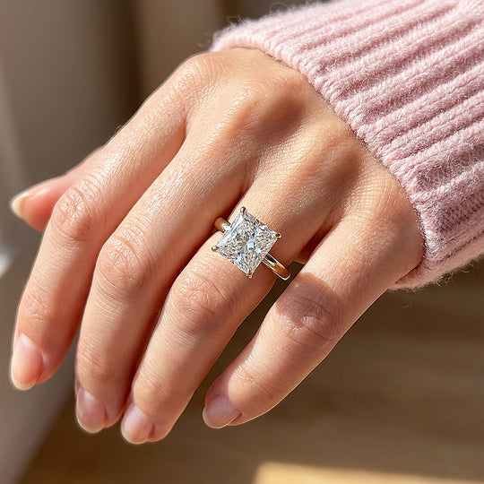 4 Carat Princess-Cut Moissanite Solitaire Ring | 925 Sterling Silver | PRM7235