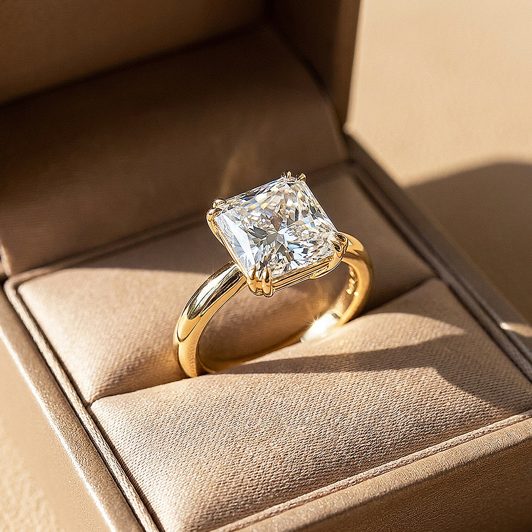 4 Carat Princess-Cut Moissanite Solitaire Ring | 925 Sterling Silver | PRM7235