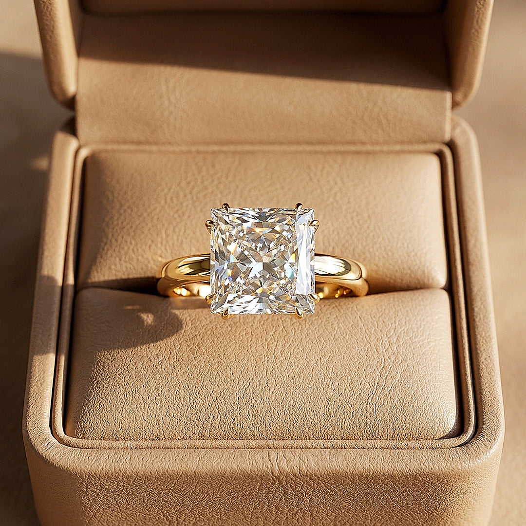 4 Carat Princess-Cut Moissanite Solitaire Ring | 925 Sterling Silver | PRM7235