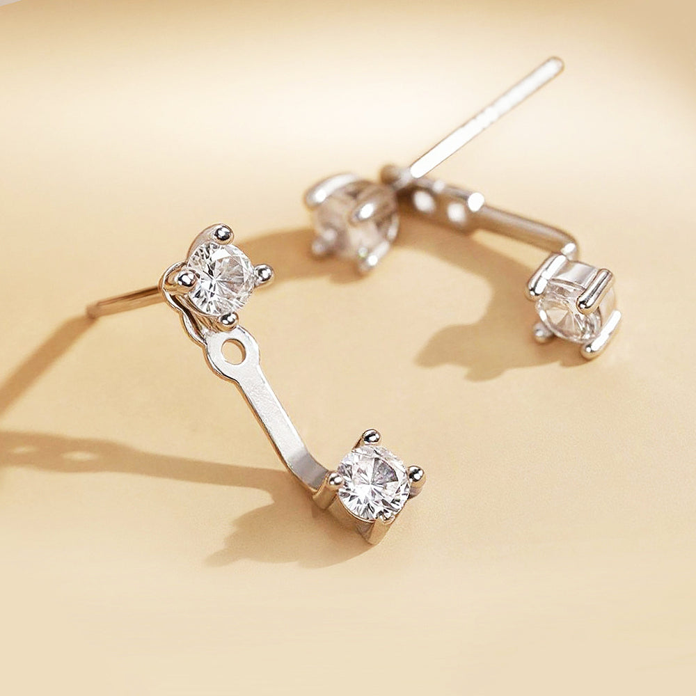 Prm8116: The Moissanite Dual Drop Stud Earrings