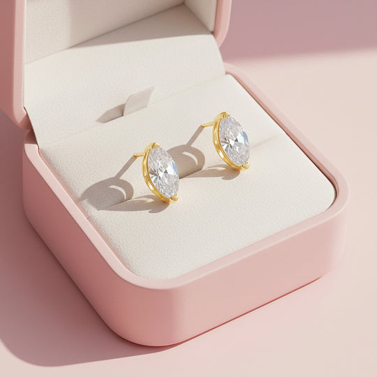 Prm8127: Celestial Marquise Moissanite Stud Earrings