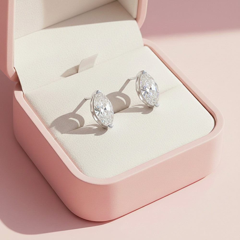 Prm8127: Celestial Marquise Moissanite Stud Earrings