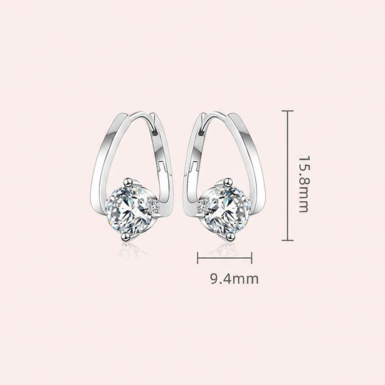 Solitaire U-Shape Huggie Earrings | Moissanite | 925 Sterling Silver | Prm8130 - Earrings | Singapore Jewellery, Wedding Rings &amp; Gifts | Same Day Delivery | Tiara.com.sg