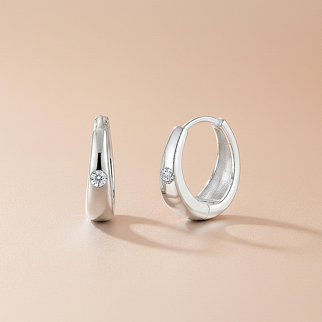 Huggie Earrings | Moissanite | 14K Gold Plated 925 Sterling Silver | Prm8132 - Earrings | Singapore Jewellery, Wedding Rings &amp; Gifts | Same Day Delivery | Tiara.com.sg