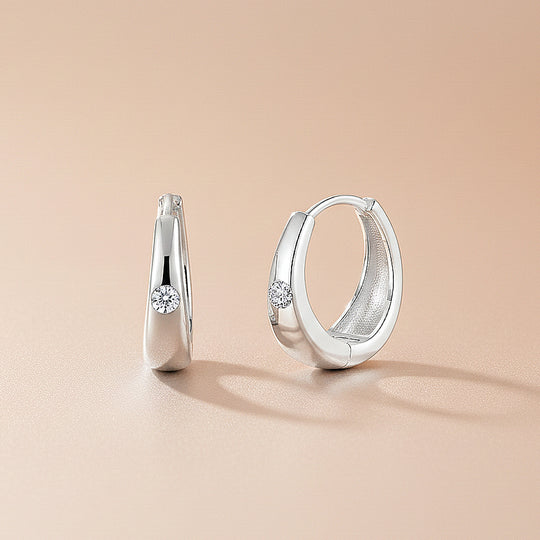 Huggie Earrings | Moissanite | 14K Gold Plated 925 Sterling Silver | Prm8132 - Earrings | Singapore Jewellery, Wedding Rings &amp; Gifts | Same Day Delivery | Tiara.com.sg