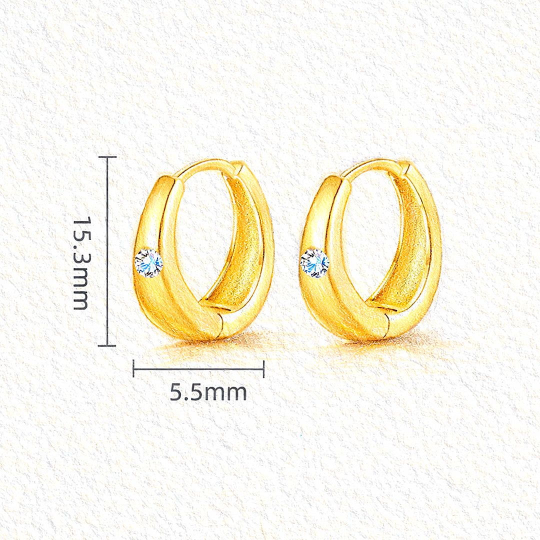 Huggie Earrings | Moissanite | 14K Gold Plated 925 Sterling Silver | Prm8132 - Earrings | Singapore Jewellery, Wedding Rings &amp; Gifts | Same Day Delivery | Tiara.com.sg