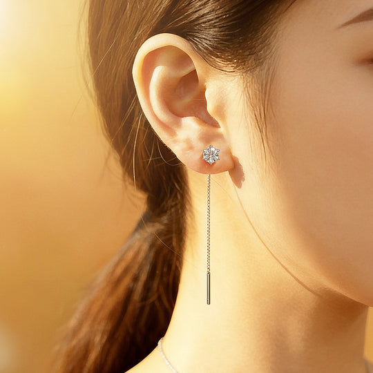 Classic Solitaire Threader Earrings | Moissanite | 925 Sterling Silver | Prm8144 - Earrings | Singapore Jewellery, Wedding Rings &amp; Gifts | Same Day Delivery | Tiara.com.sg