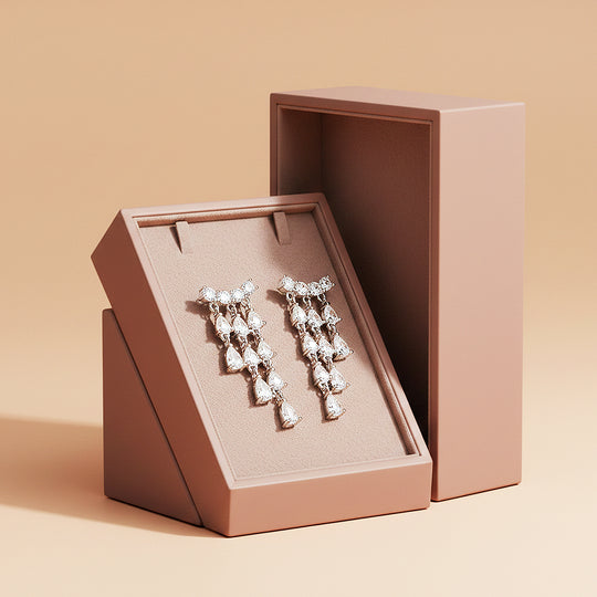Tiered Chandelier Drop Earrings | Moissanite | 925 Sterling Silver | Prm8145 - Earrings | Singapore Jewellery, Wedding Rings &amp; Gifts | Same Day Delivery | Tiara.com.sg