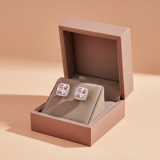 Radiant Cushion Halo Stud Earrings | Diamond Simulant | 925 Sterling Silver | Prm8146 - Earrings | Singapore Jewellery, Wedding Rings &amp; Gifts | Same Day Delivery | Tiara.com.sg