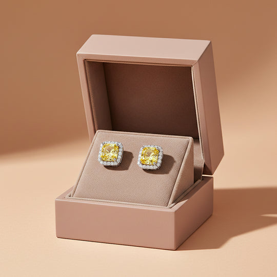 Radiant Cushion Halo Stud Earrings | Diamond Simulant | 925 Sterling Silver | Prm8146 - Earrings | Singapore Jewellery, Wedding Rings &amp; Gifts | Same Day Delivery | Tiara.com.sg