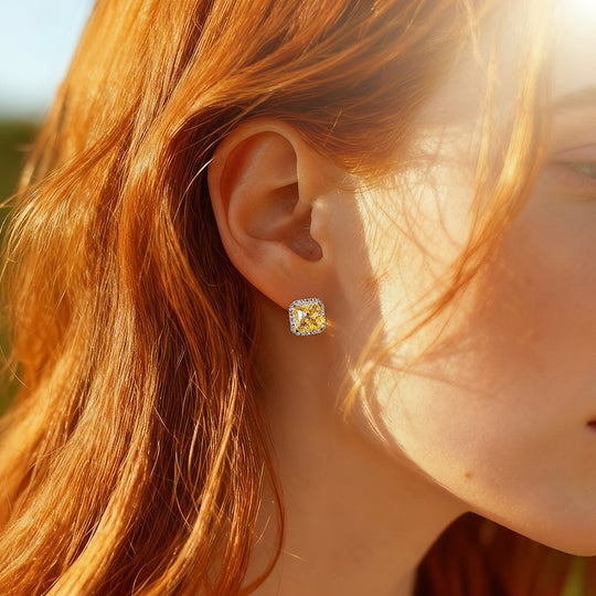 Radiant Cushion Halo Stud Earrings | Diamond Simulant | 925 Sterling Silver | Prm8146 - Earrings | Singapore Jewellery, Wedding Rings &amp; Gifts | Same Day Delivery | Tiara.com.sg