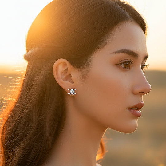 Iconic C-Halo Stud Earrings | Moissanite | 925 Sterling Silver | Prm8147 - Earrings | Singapore Jewellery, Wedding Rings &amp; Gifts | Same Day Delivery | Tiara.com.sg