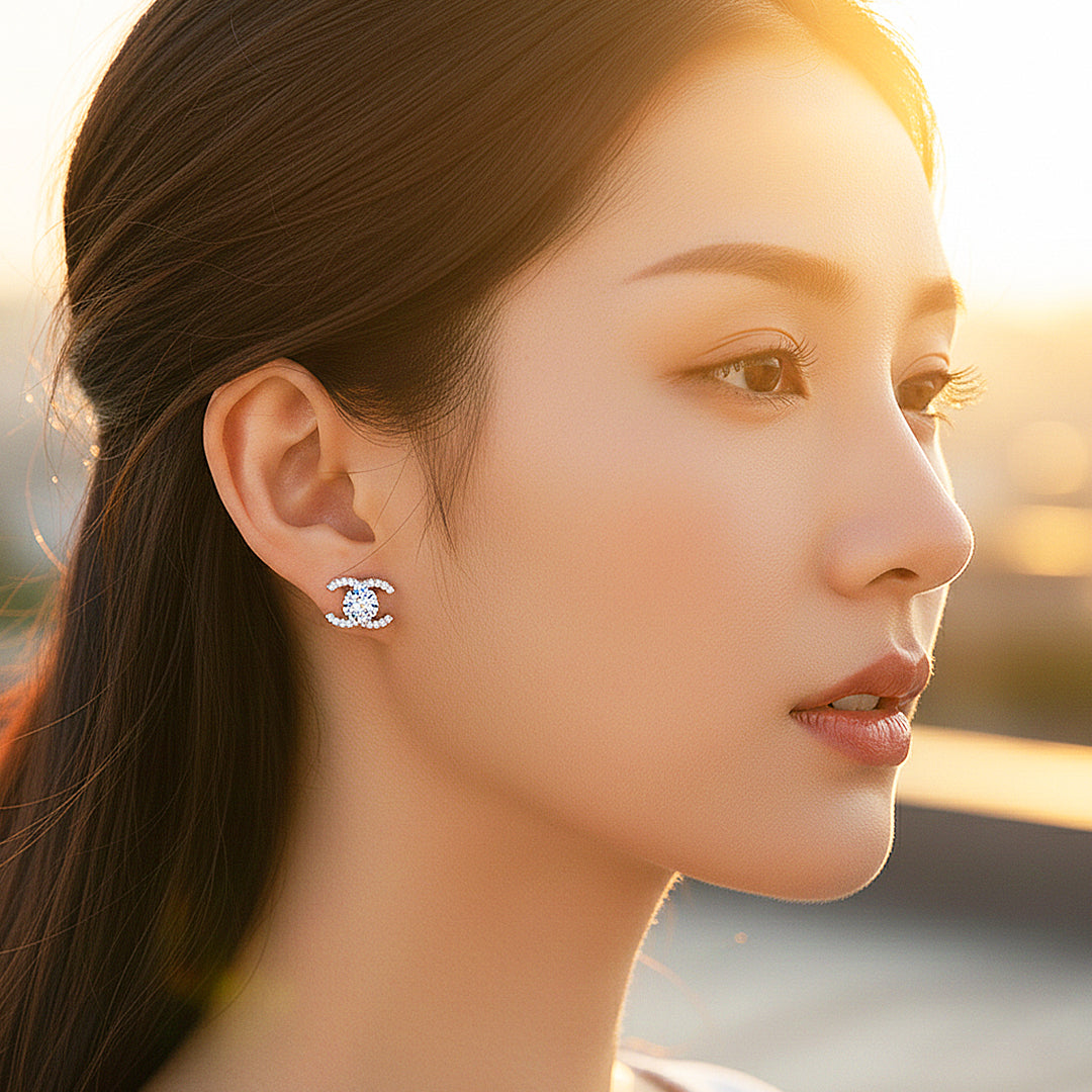 Iconic C-Halo Stud Earrings | Moissanite | 925 Sterling Silver | Prm8147 - Earrings | Singapore Jewellery, Wedding Rings &amp; Gifts | Same Day Delivery | Tiara.com.sg