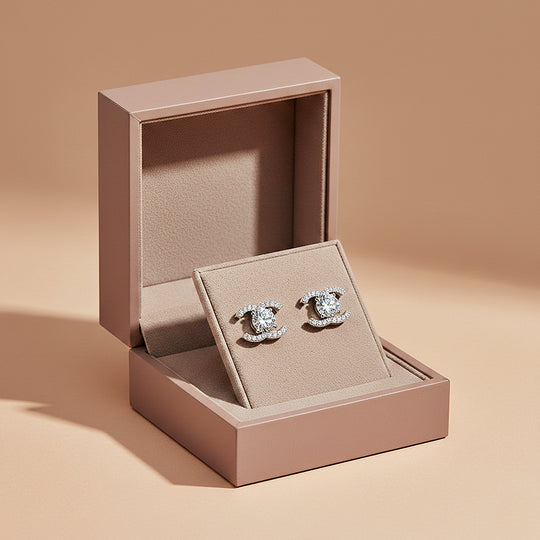 Iconic C-Halo Stud Earrings | Moissanite | 925 Sterling Silver | Prm8147 - Earrings | Singapore Jewellery, Wedding Rings &amp; Gifts | Same Day Delivery | Tiara.com.sg