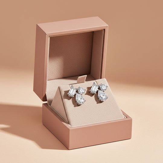 Multi-Shape Cluster Stud Earrings | Moissanite | 925 Sterling Silver | Prm8149 - Earrings | Singapore Jewellery, Wedding Rings &amp; Gifts | Same Day Delivery | Tiara.com.sg