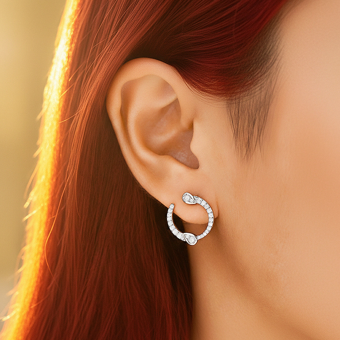 Teardrop Wrap Hoop Earrings | Moissanite | 925 Sterling Silver | Prm8154 - Earrings | Singapore Jewellery, Wedding Rings & Gifts | Same Day Delivery | Tiara.com.sg