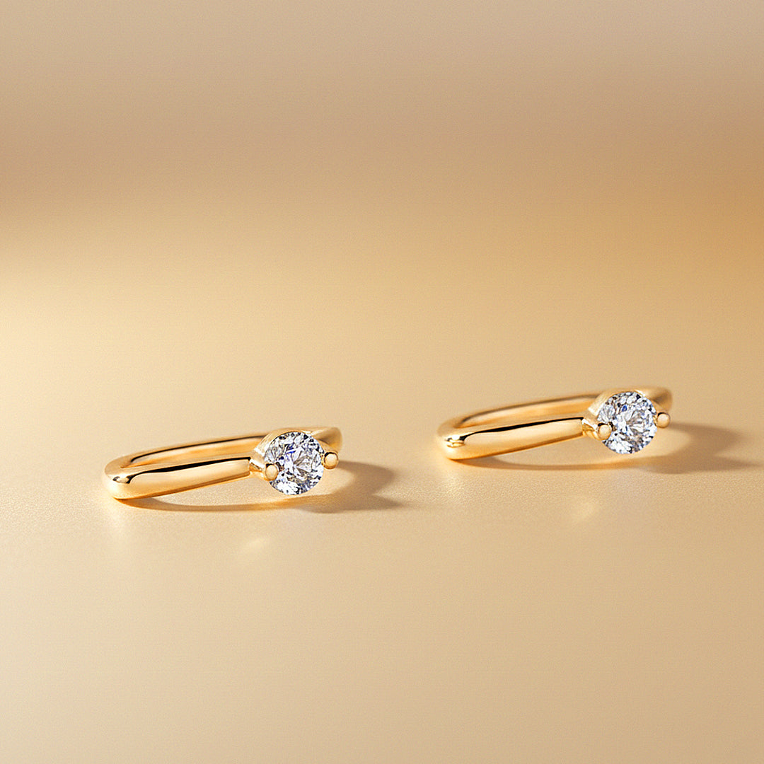 Minimalist Solitaire Drop Earrings | Moissanite | 14K Rose Gold Plated 925 Sterling Silver | Prm8156 - Earrings | Singapore Jewellery, Wedding Rings &amp; Gifts | Same Day Delivery | Tiara.com.sg