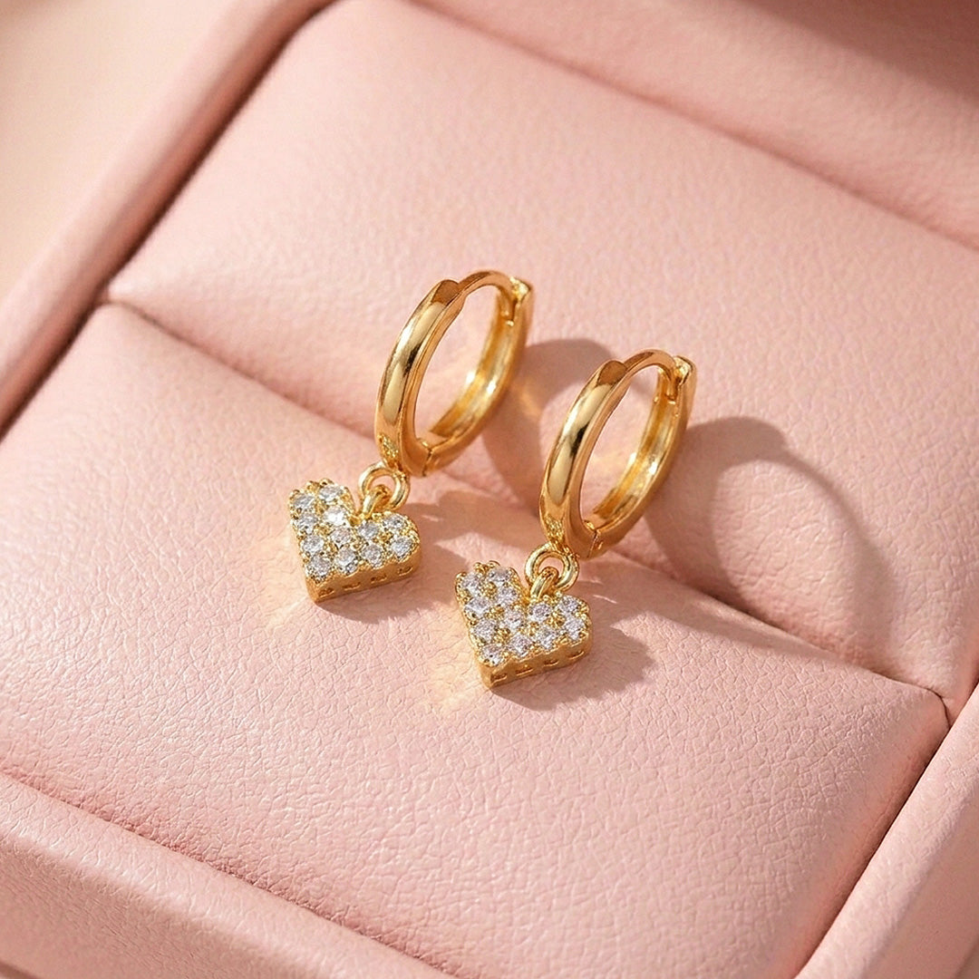 Pavé Heart Charm Hoop Earrings | 925 Sterling Silver | PRM8165