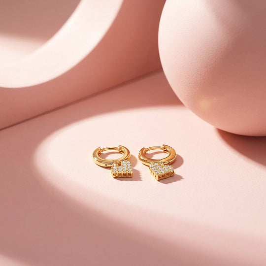 Pavé Heart Charm Hoop Earrings | 925 Sterling Silver | PRM8165