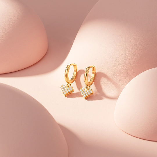 Pavé Heart Charm Hoop Earrings | 925 Sterling Silver | PRM8165