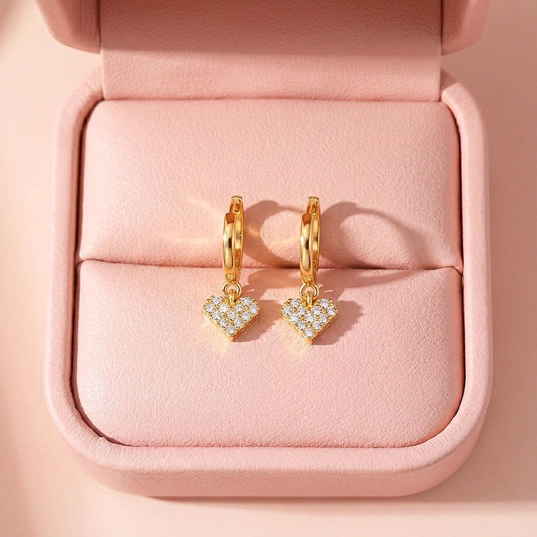 Pavé Heart Charm Hoop Earrings | 925 Sterling Silver | PRM8165