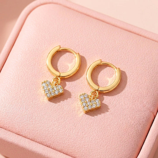 Pavé Heart Charm Hoop Earrings | 925 Sterling Silver | PRM8165