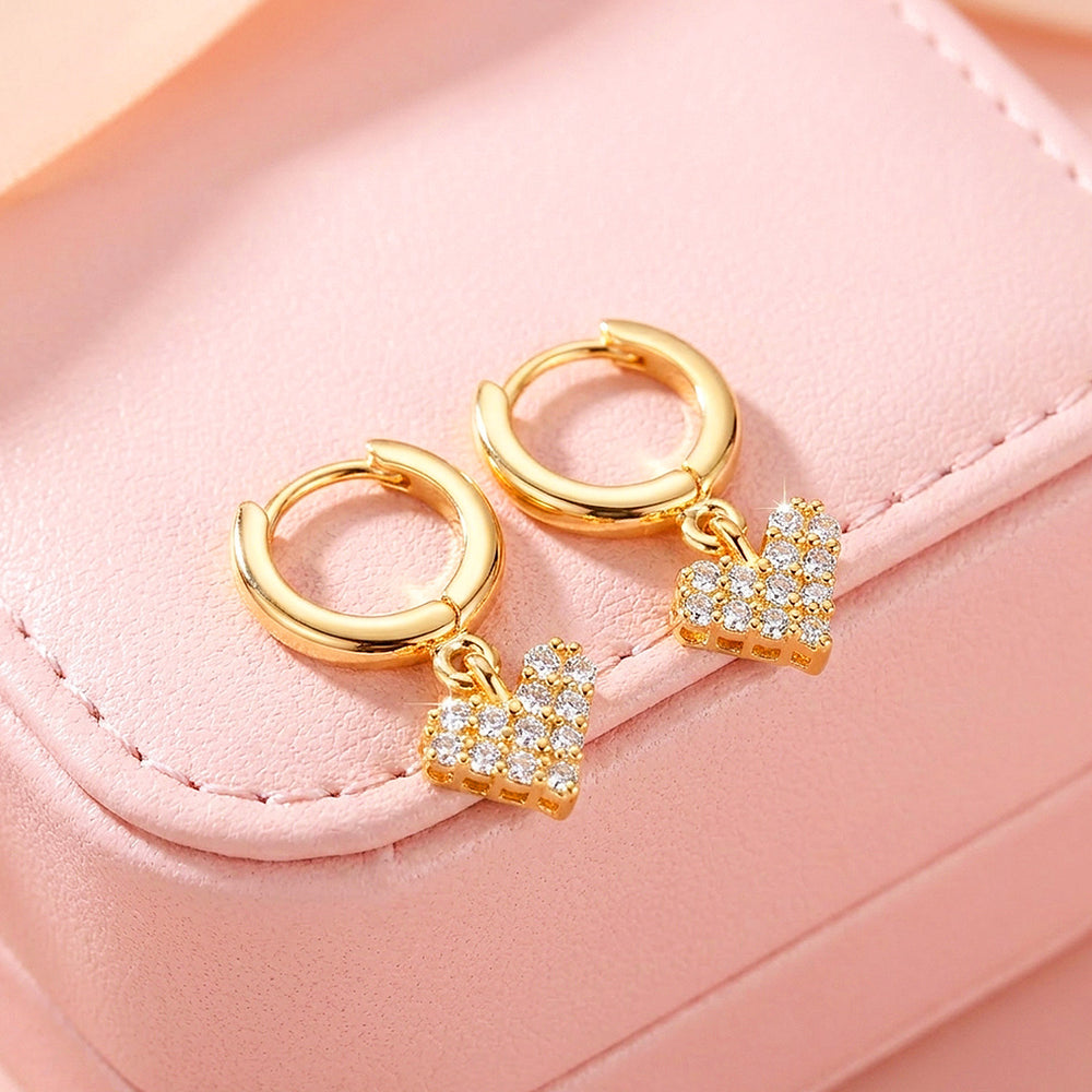 Pavé Heart Charm Hoop Earrings | 925 Sterling Silver | PRM8165