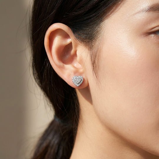 Moissanite Heart Stud Earrings | 925 Sterling Silver | PRM8167