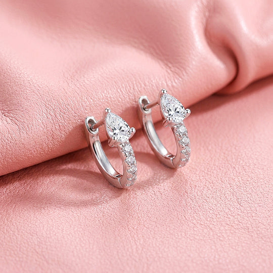 Pear Moissanite Hoop Earrings | 925 Sterling Silver | PRM8168