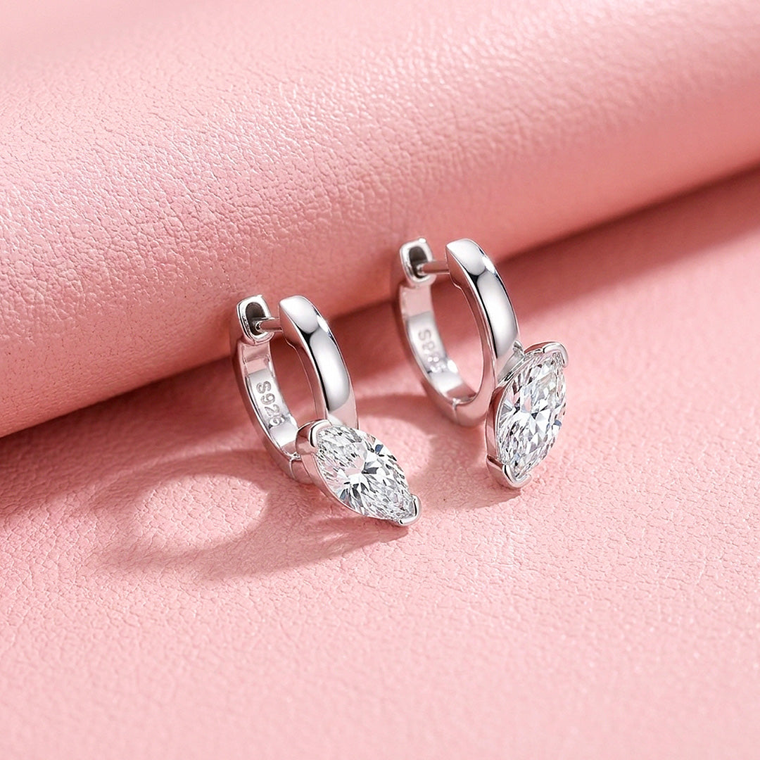 Marquise Moissanite Hoop Earrings | 925 Sterling Silver | PRM8169