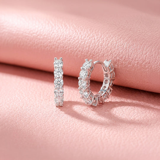Full Set Moissanite Hoop Earrings | 925 Sterling Silver | PRM8173