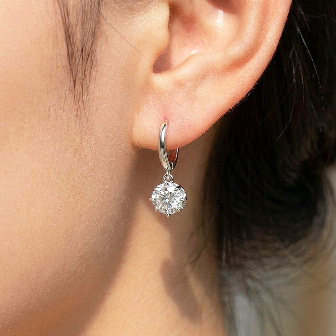 Oval Solitaire Drop Moissanite Earrings | 925 Sterling Silver | PRM8174
