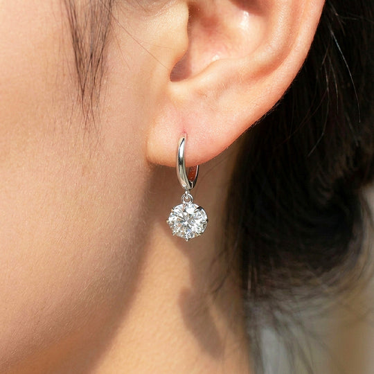 Oval Solitaire Drop Moissanite Earrings | 925 Sterling Silver | PRM8174