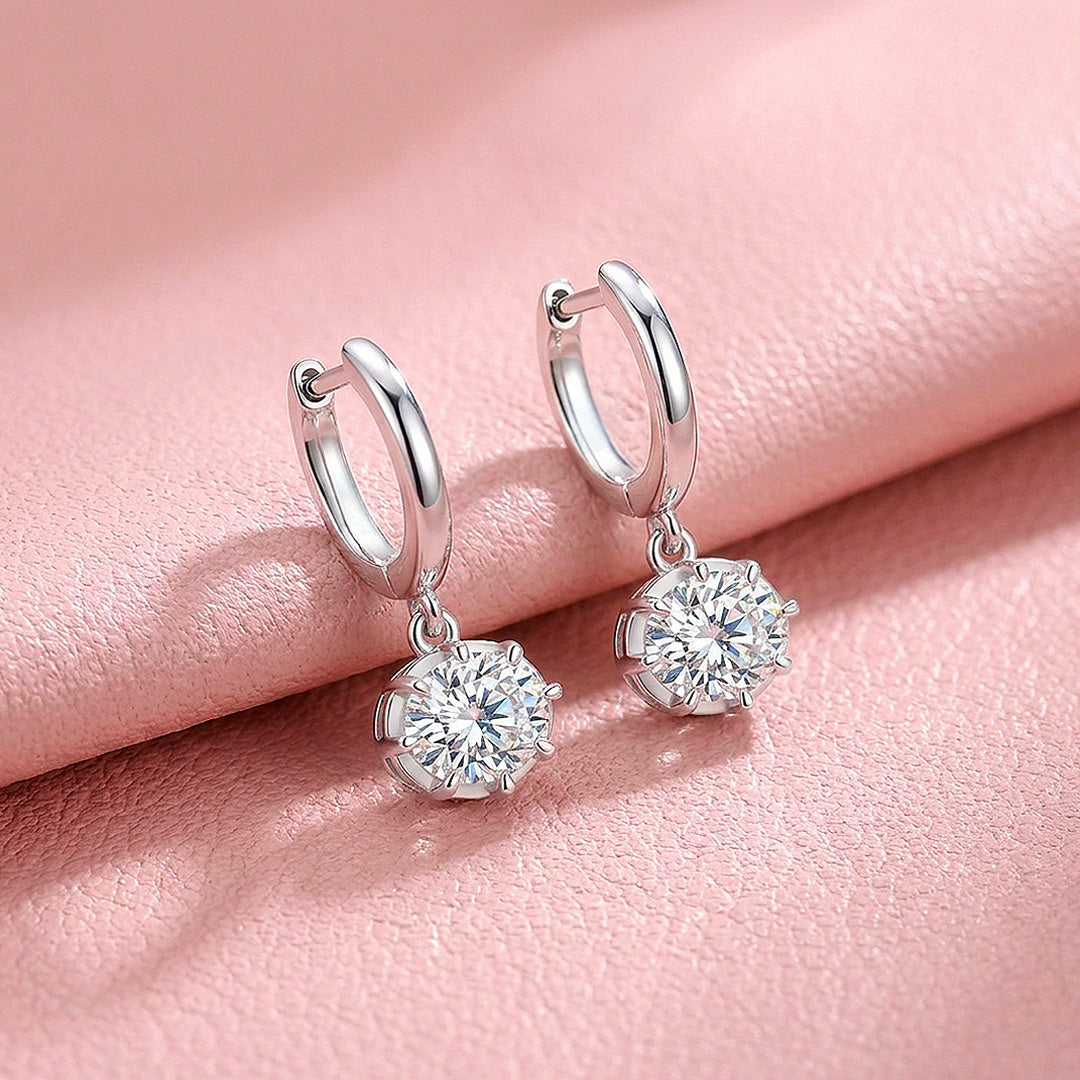 Oval Solitaire Drop Moissanite Earrings | 925 Sterling Silver | PRM8174