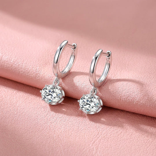 Oval Solitaire Drop Moissanite Earrings | 925 Sterling Silver | PRM8174